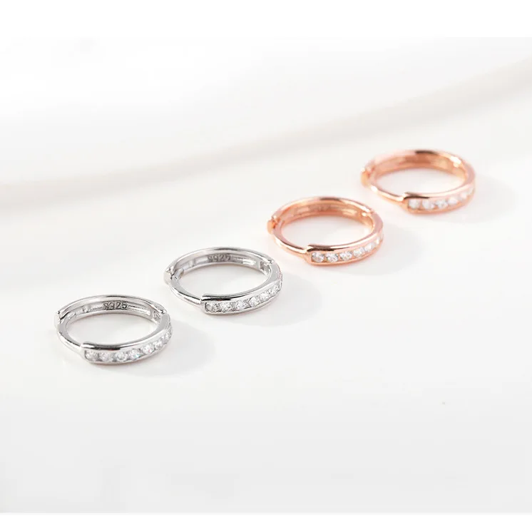

Punk 925 Sterling Silver Earrings For Women Zircon hoop earring wholesale fashion jewelry, Picture shows
