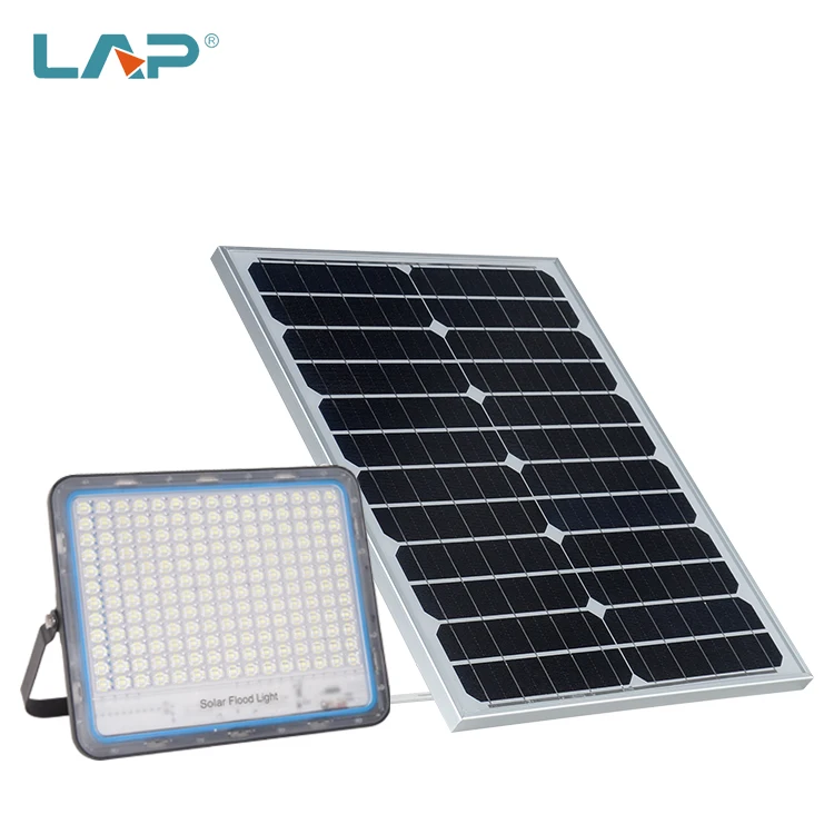 LAP Ip65 Outdoor Emergency Alarm Red And Blue Flash 40w 60w 100w 200w 300w Solar Led Rechargeable Flood Light