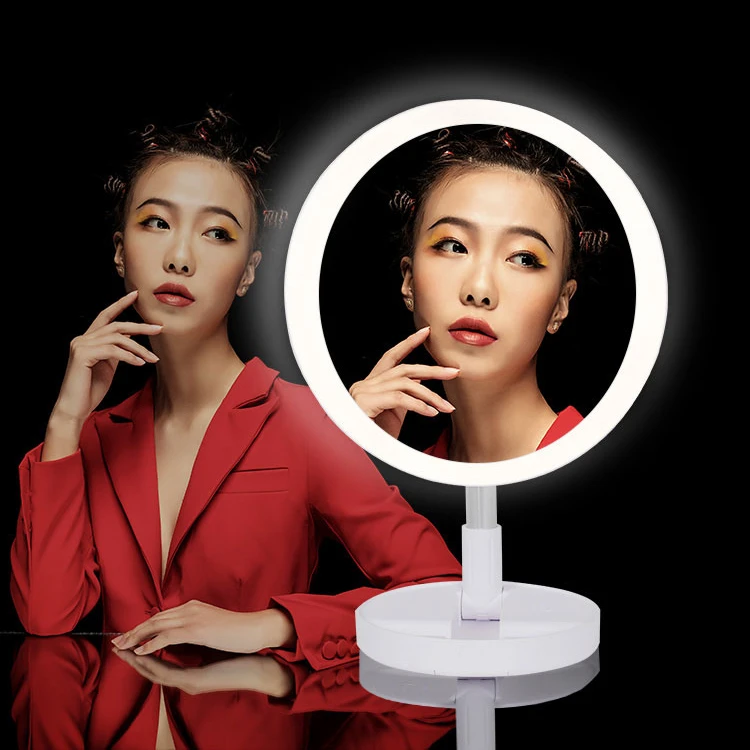 

customs travel Dimmable Function Usb Charging Table ring Light Makeup Mirror Vanity With Led Lights