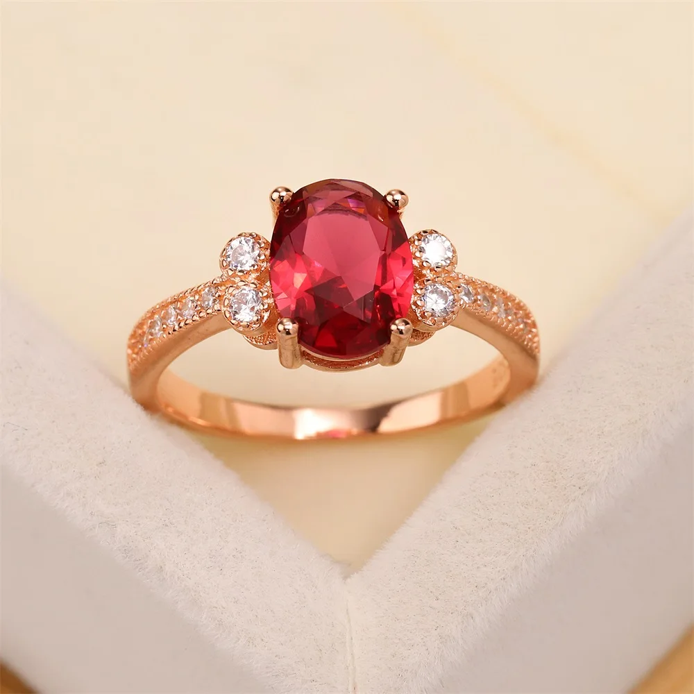 

yalibao jewelry fashion wholesale s925 sterling silver gold-plated paved natural zircon ring 18k gold jewelry ring for women, Red