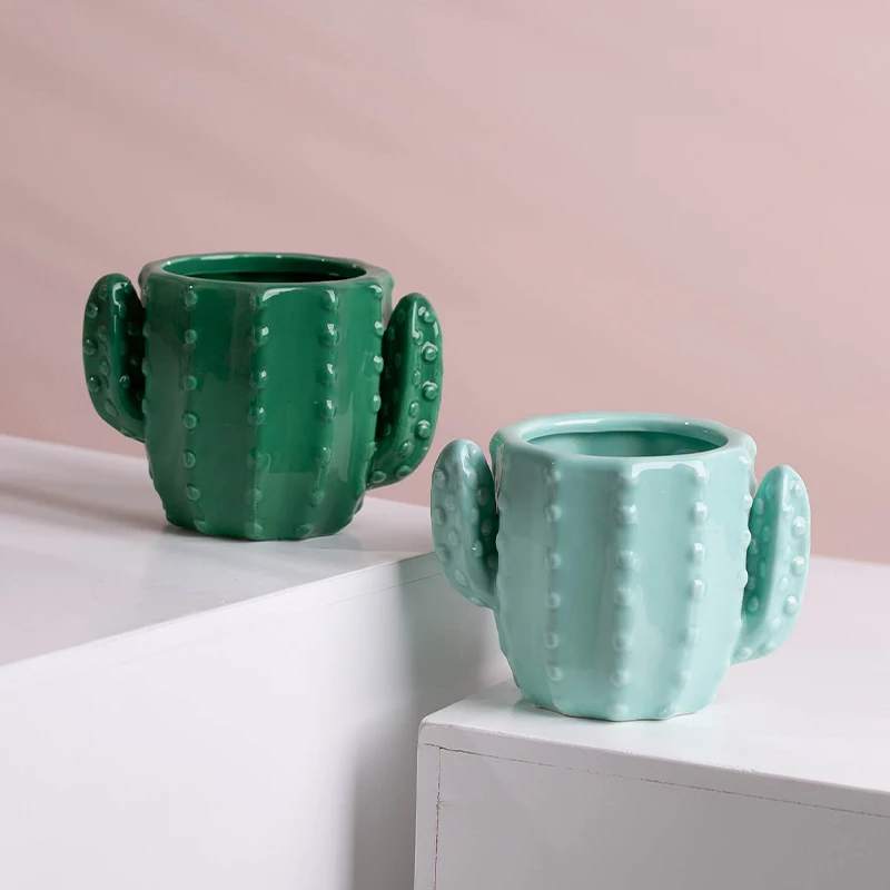 

High Quality Ceramic Succulent Pots Planter Cactus Shape Pot, White