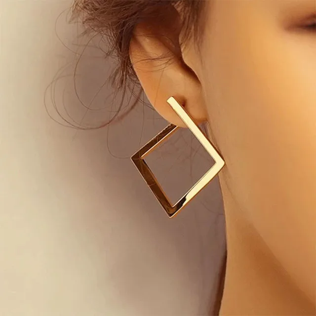 

SC Retro Minimalist Square Stud Earrings Gold Plated Korean Earrings Trend Geometric Irregular Exaggerated Hoop Earrings
