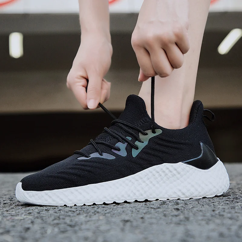 Street punk men's shoes summer breathable flying woven mesh tide shoes Korean version of a pedal lazy shoes deodorant sports can