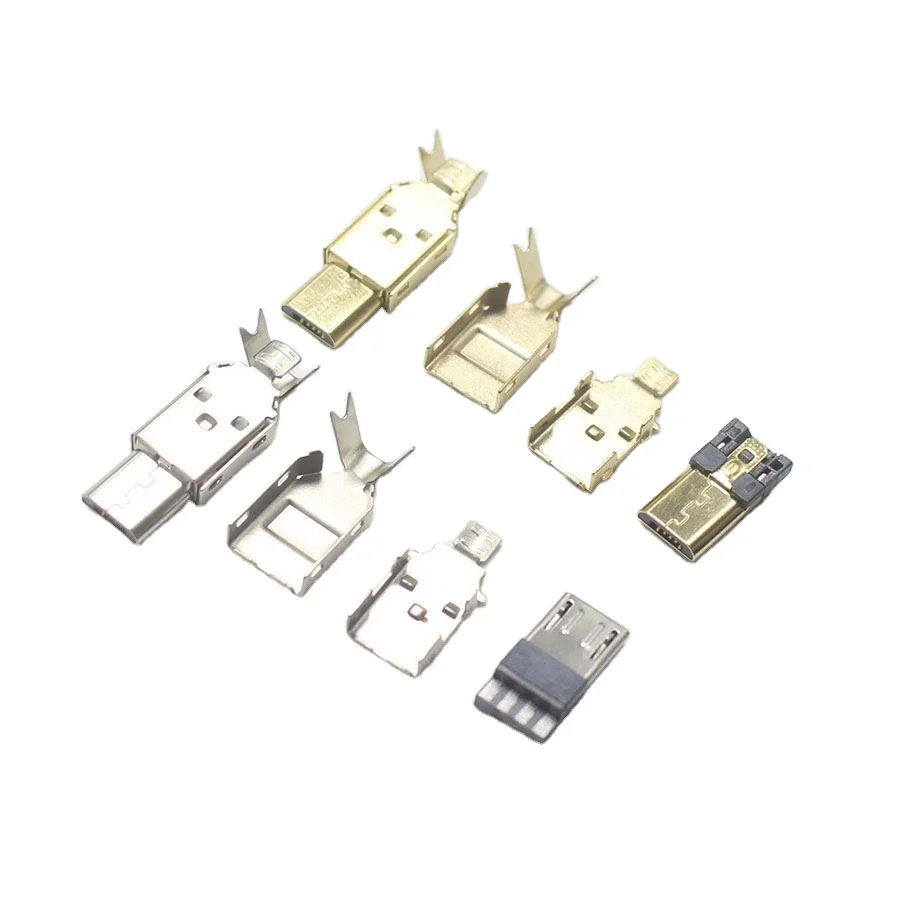

1/2/5set Nickel/Gold Plated Micro USB 5PIN Welding Type Male Plug Connector Charger 5P USB Tail Charging jack 3 in 1 Metal Parts