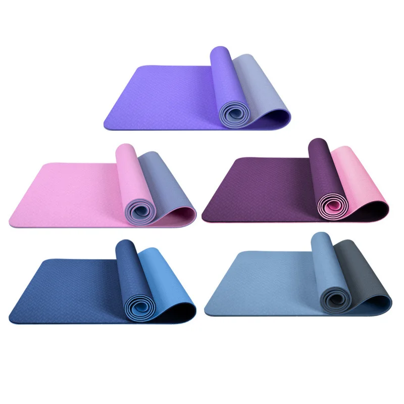 

Hot Sale 61cm Width TPE Yoga Mat Solid Color Rubber Density Good Texture Yoga Mat Indoor, 8 color