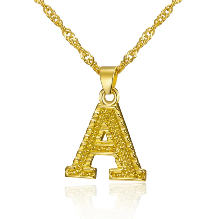 

2020 New Initial Gold Plated Necklace Stainless Steel Pendant Body Jewelry Sweet Couple Letter Necklace, Gold color