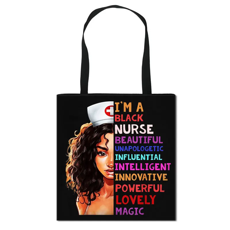 

Custom nurse shopping tote bag personalized african girl print tote bag nurse tote bag, Customizable