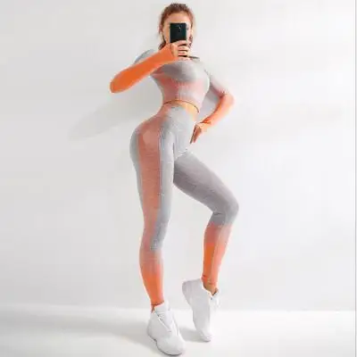 

Sports Leggings High Waist Fitness Yoga Elastic Seamless Push Up Tights Gym Workout Squat Proof Running Women Sportswear Set, Many colors available