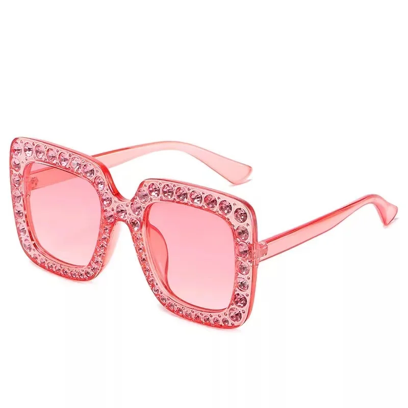 

Women Square Eyewear Rhinestone Luxury Diamond Sunglasses, Multi-color or customer color