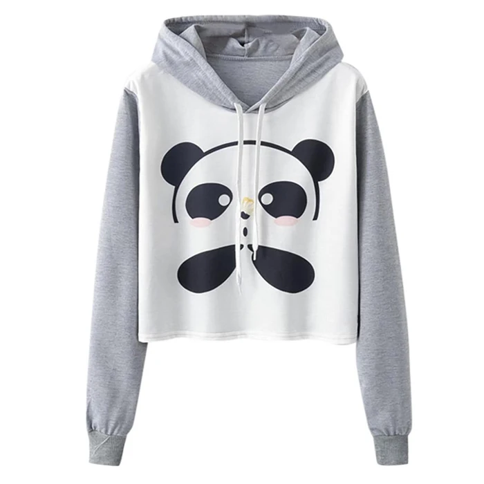 

Women Top knitting Shirt Long Sleeve Casual Loose clothing O Neck Panda Print Short Pullover New Stylish, Customized color