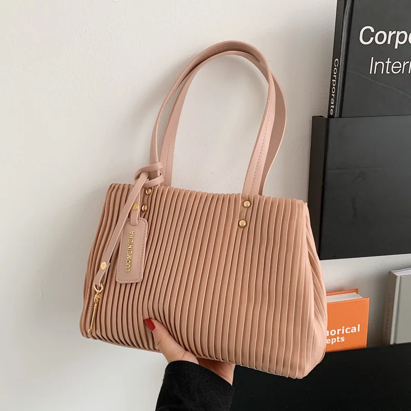 

2021 Summer Women Vintage Handbags Fashion Striped Shoulder Bag Texture Tote Handbag, Custom