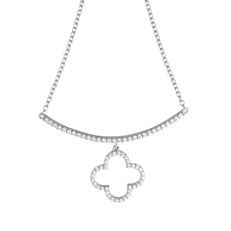 

Wholesale women 925 silver four leaf clover bar pendant necklace for birthday gift