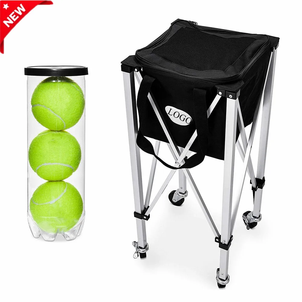 

TC03A High Quality Tennis Ball Cart Tennis Ball Hopper Basket Trolley, Wheeled Baseball Tennis Ball Caddy, Customized color