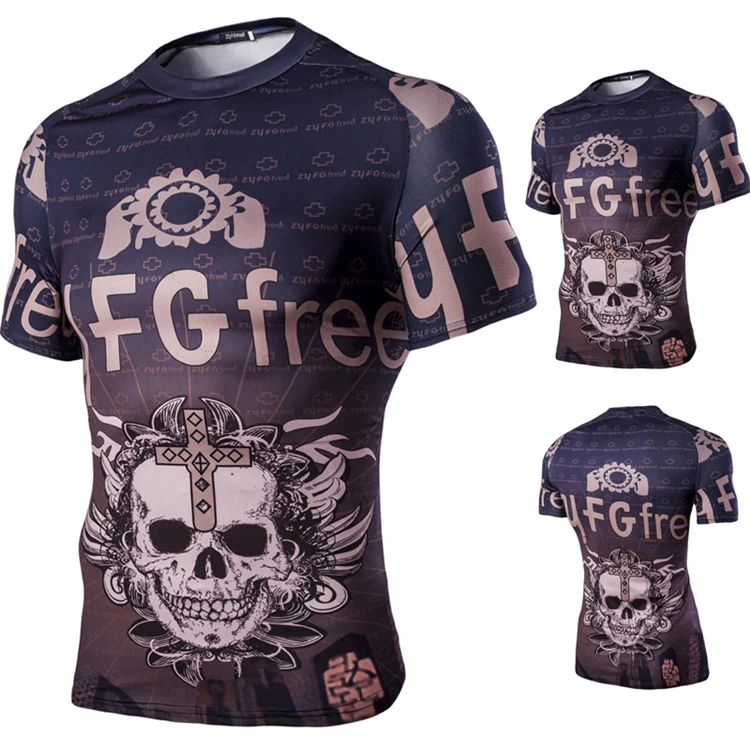 

Fashion retro printed t shirt men 2021 quick dry slim fit gym wear t shirt men