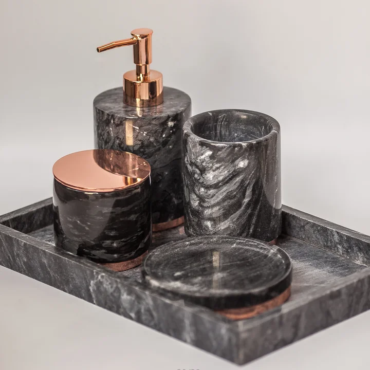 

Wholesale Designers Luxury 5 Piece Toilet Bath Room Vanity Shower Gift Sets Marble Ceramic Accessory Bathroom Accessories Set