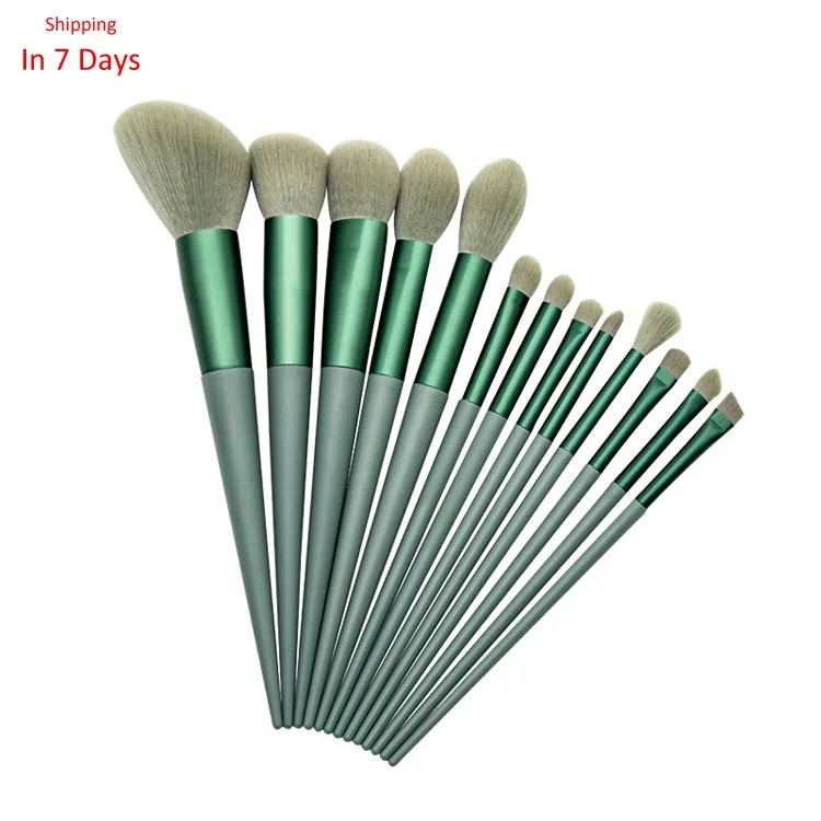 

13 Pieces Face Makeup Set Concealer Powder Brush, Green