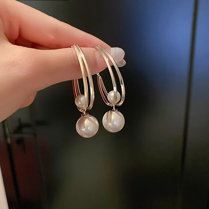 

Fashion Wholesale New Design Pearl Statement Hoop Earing Hooks for Women