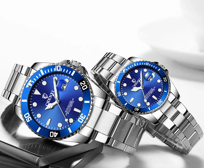 

High Quality Custom Men Women Wristwatch Lover Stainless Steel Quartz Couple Watch Set, Many colors are available