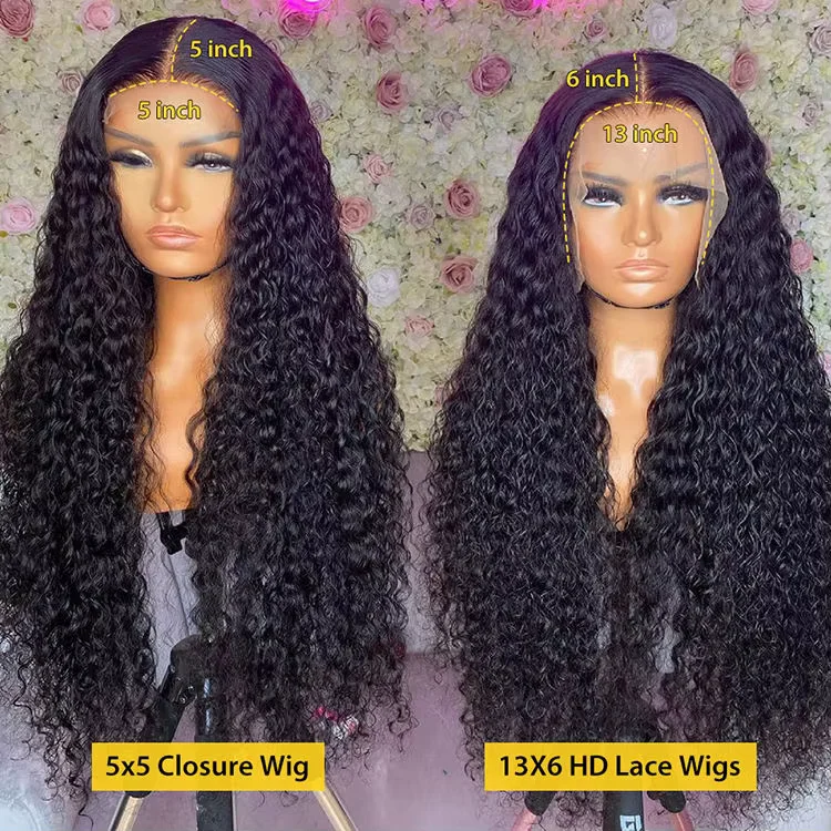 Wholesale Cuticle Aligned Natural Water Wave Hair Wigs Vendor Transparent Swiss Lace Front Wig