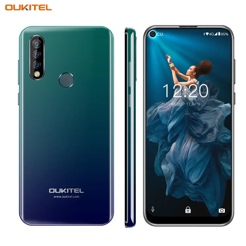 2019 Newest blind hole screen 6.35'' smartphone OUKITEL C17 pro 4GB+64GB Rear 3 Triple Cameras best rated Android 9.0 4G mobile