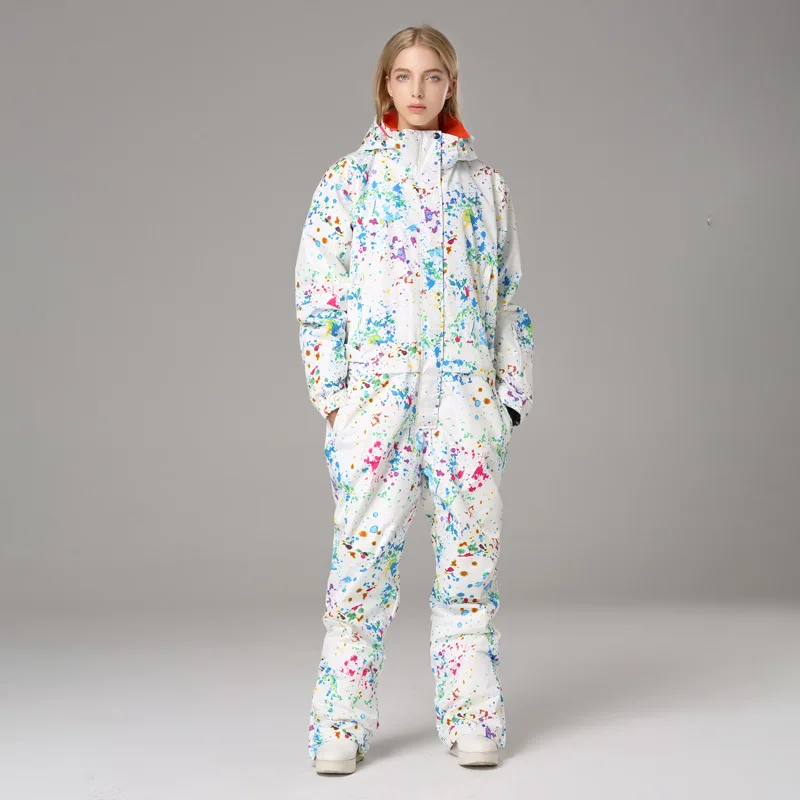 

High Quality New Arrival Winter Warm Windproof Waterproof White Ski Outfit Fashionable Ski Wear Breathable One Piece Suit