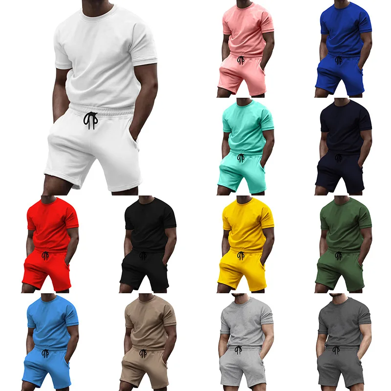 

Mens Sportswear Set Custom Tracksuit 100% Cotton Two Piece Casual Solid Color Printed Sports Jogger Slim Fit Men 2 Piece Set, Customized color