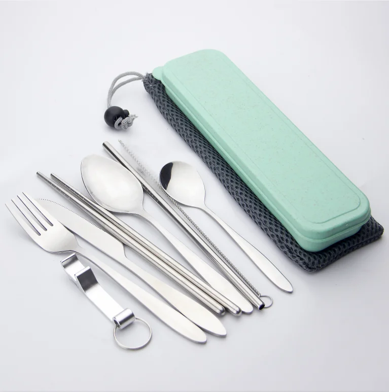 

flatware with eco-friendly plastic portable box, Silver
