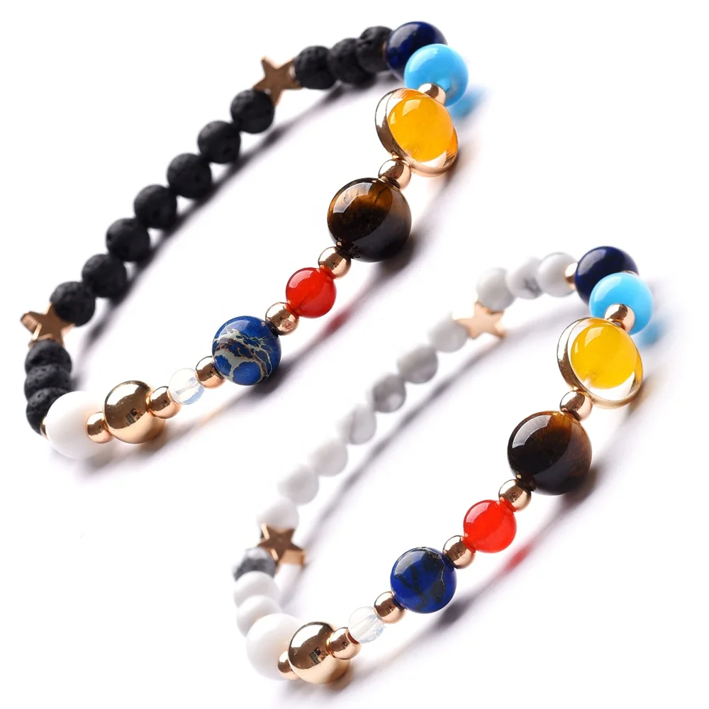 

Universe Galaxy Eight Planets Solar System Guardian Star Blue San Stone Natural Stone Bracelets