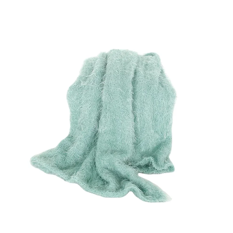 

Knit Newborn Wrap Fuzzy Blanket Photo Prop Soft Baby Girl Wrap Hat Set Photography Prop
