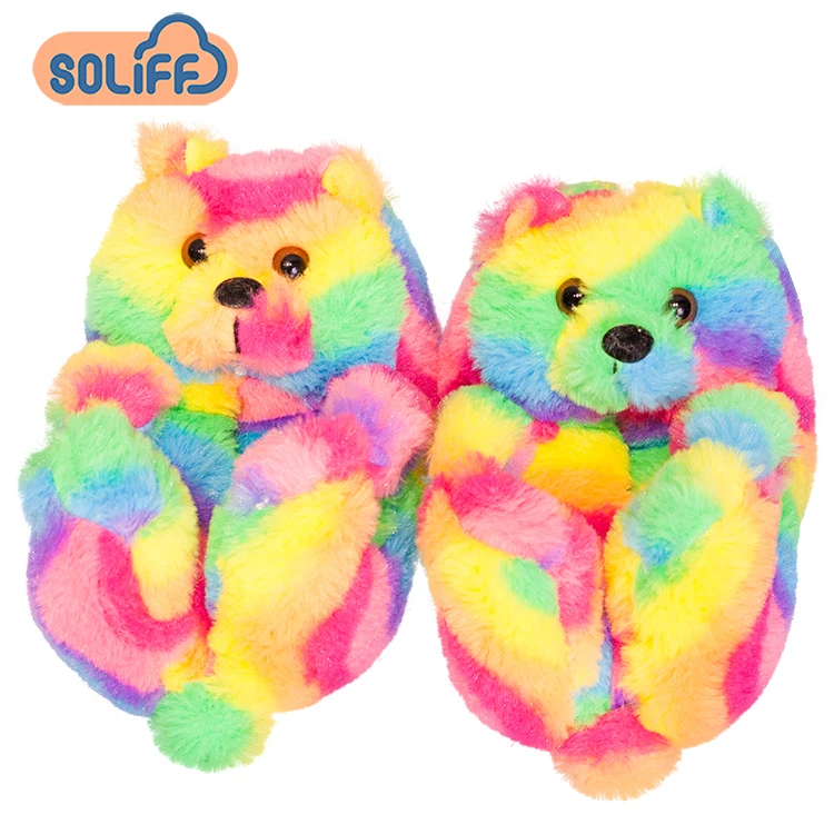 

Children teddy bear slippers 2021 new arrivals animal fluffy plush house slippers, Customized color