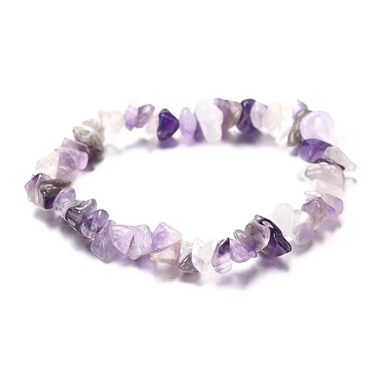 

Natural Amethyst Crystal Stone Bracelet Healing Gravel Chipped gemstone Bracelet For Girls, Natural color