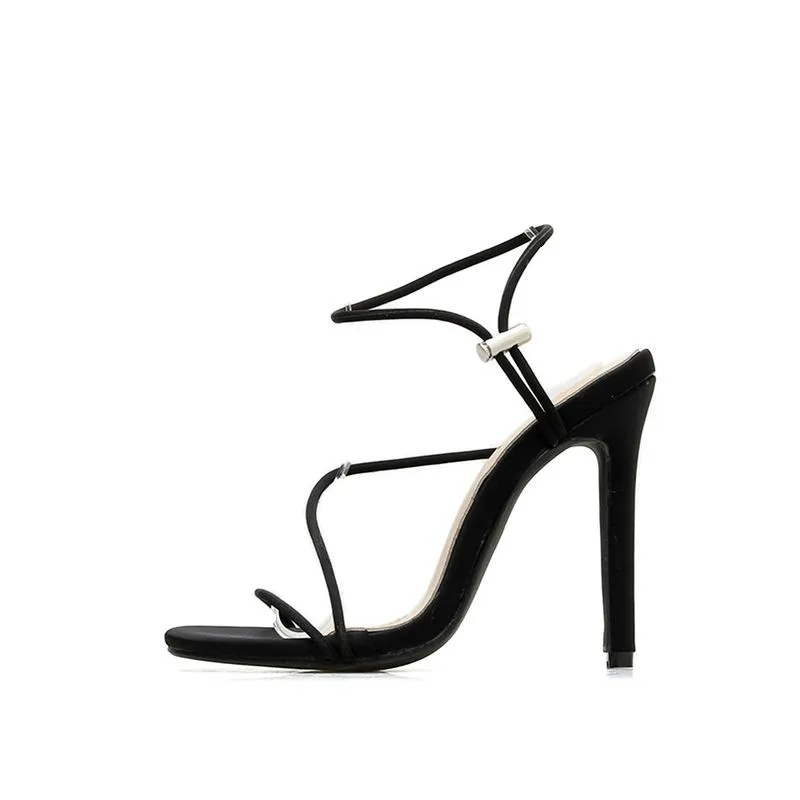

Summer women shoes slippers sexy stilettos high heels slip-on open toed high-heeled party sandals shoe Orange Green Black size42