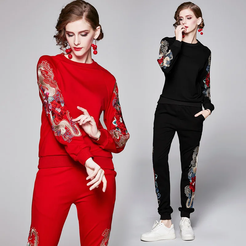 

Fashion clothing 2022 new autumn embroidery round neck long-sleeved sweater long pants fashion casual sports 2 two-piece suit