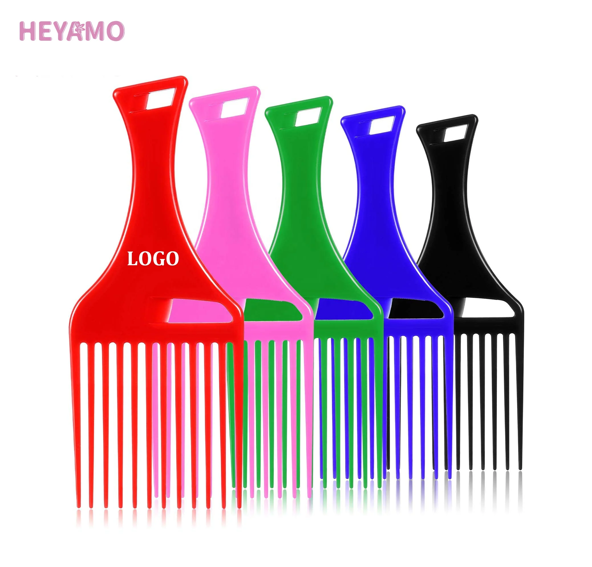 

HEYAMO Curly Pelo Peigne Barber Products Kinky Human Hair Styling Product Oil Comb African Dreadlock Extensions Afro Pick Comb, Customized color