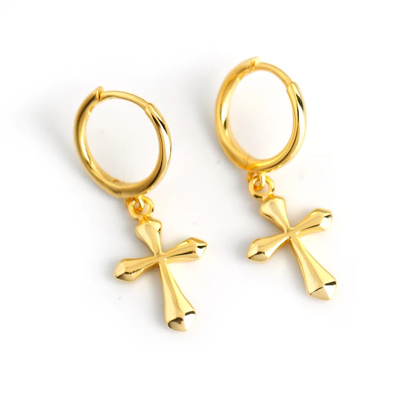 

Cross Earrings Christian Jewelry Dangle Pendant Hoop Luxury Earrings 925 Silver