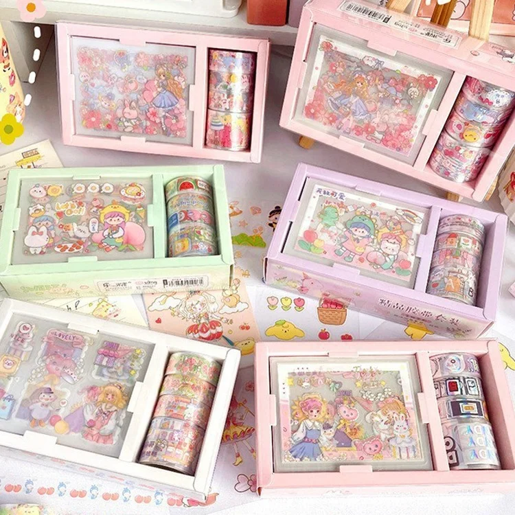 

Cartoon kawaii journal stickers decoration cute pet clear washi tape for girls