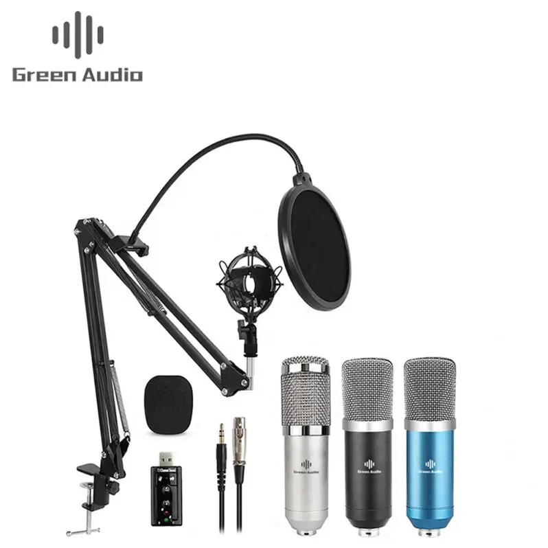 

Green audio BM800 Condenser Microphone with Shock Mount Arm Scissor Stand Pop Filter, Black color