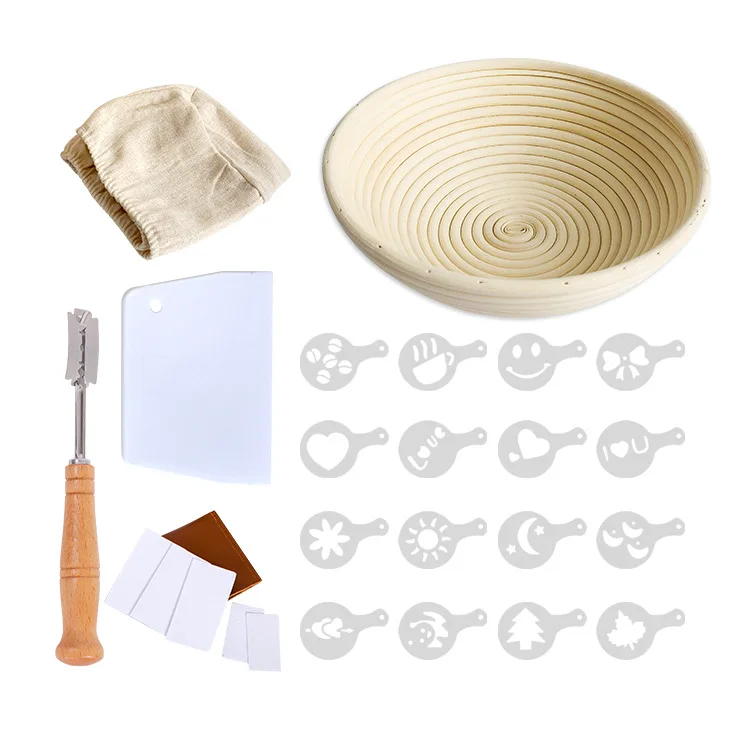 

Eco-friendly round oval dough fermentation rattan banneton kit set bread proofing basket for baking