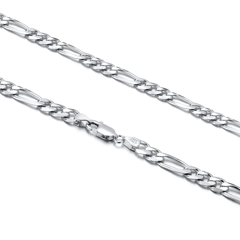 

Pure 925 Sterling Silver 5MM Hip Hop Jewelry Figaro Chain Link Necklaces for Men Women Diamond-Cut Figaro Chain Necklace