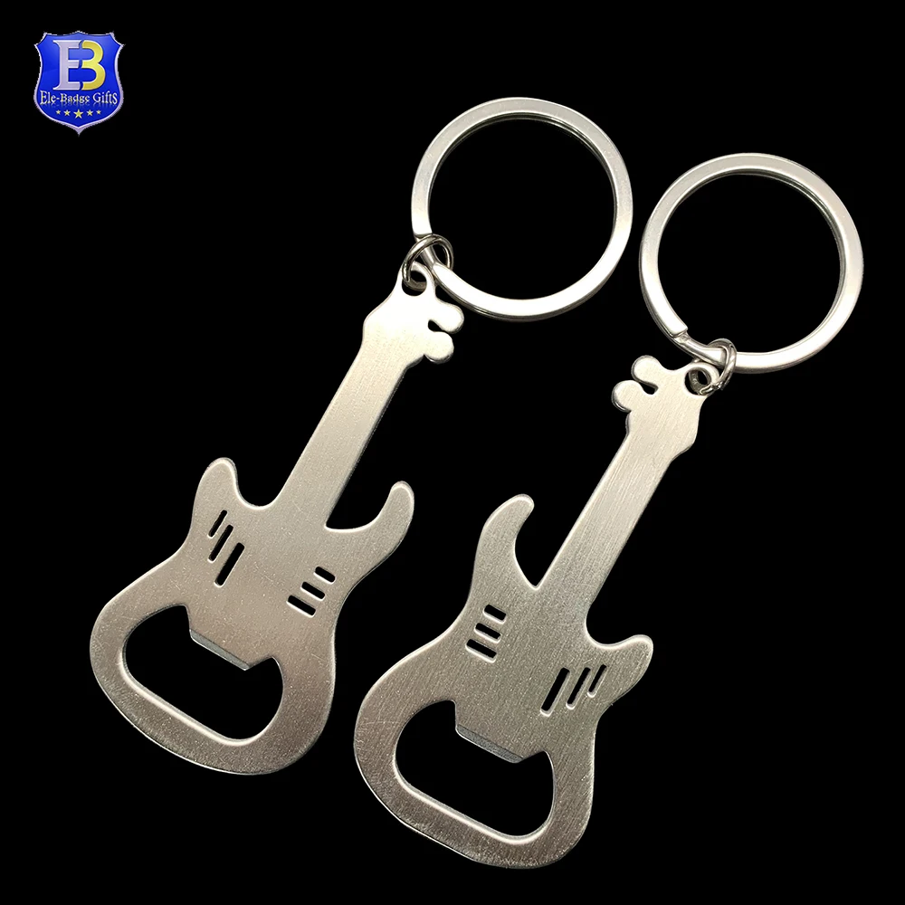 

Stocks novelty mini guitar shape bottle opener keyring, Silver