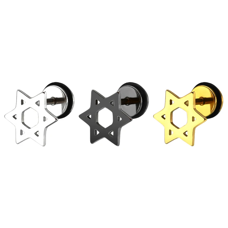 

korean earring hollow six-pointed star earrings inspire jewelery hexagonal fashion simple creative hypoallergenic ear jewelry, Picture