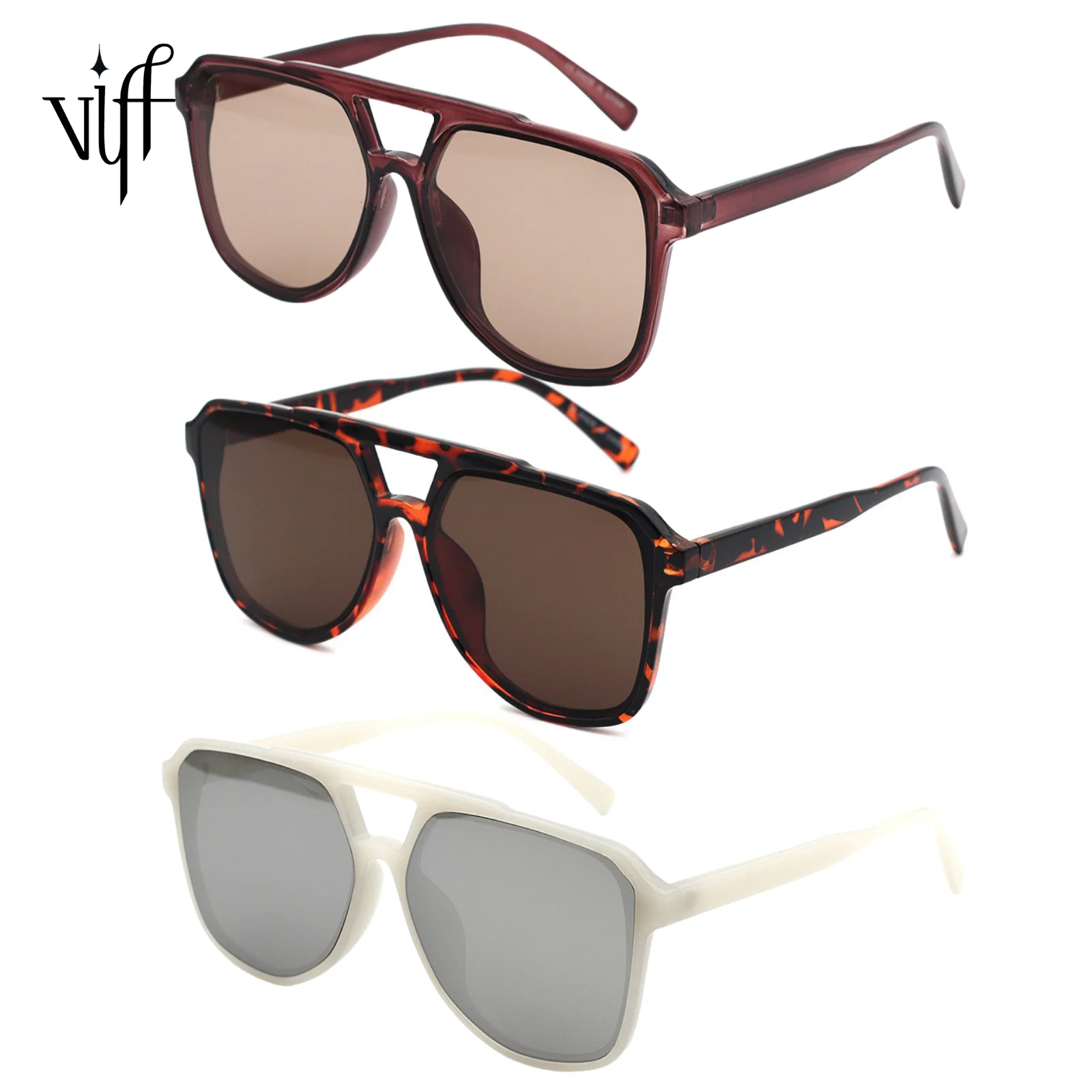 

VIFF HP20333 Square Tortoiseshell Frame Double Bridge Eyewear Designer Sun Glasses Manufacturer Retro Unisex Sunglasses 2021