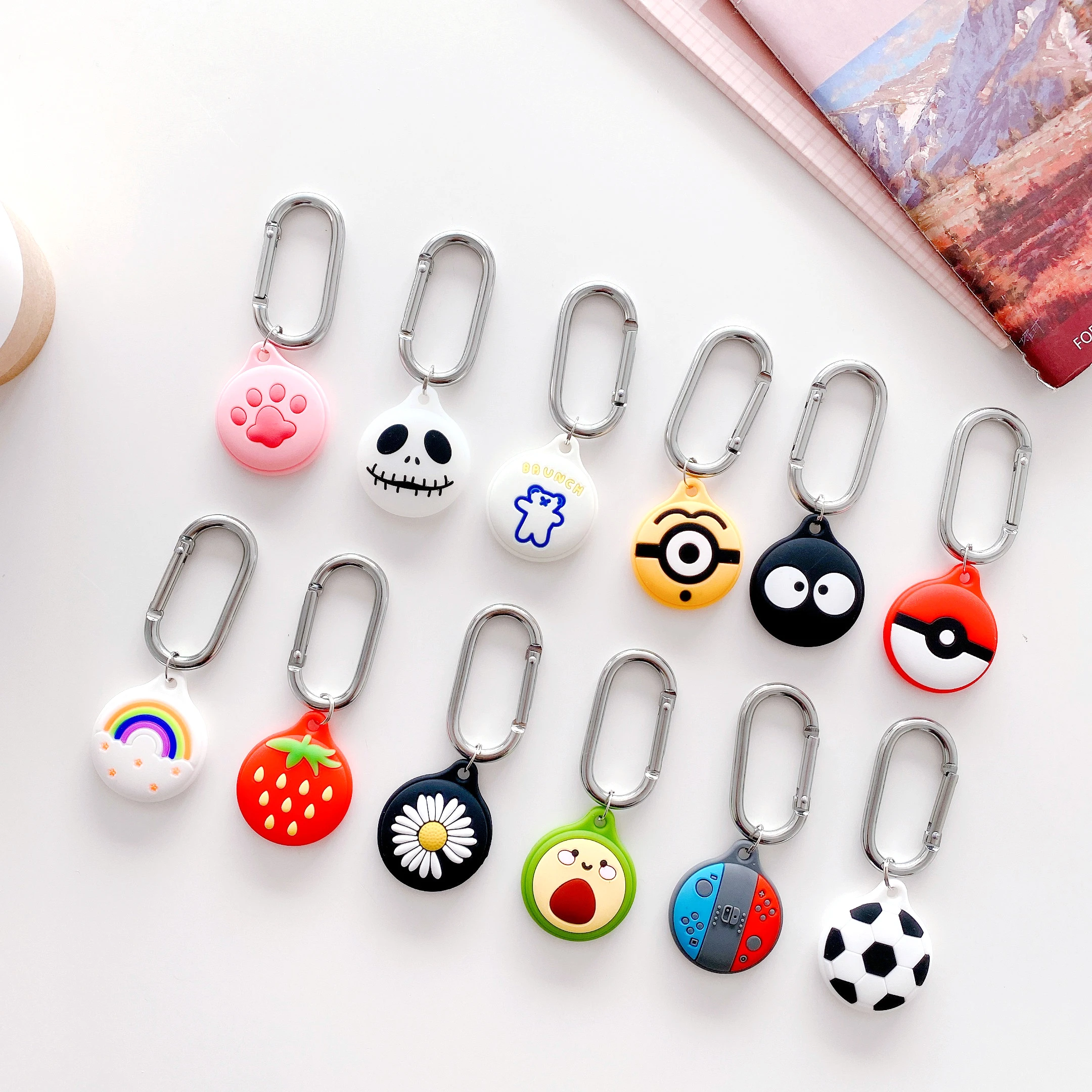 

Cut Cartoon Keychain Protective Cover Case for Apple Airtags Tracker Dog Cat Anti-Lost For Airtag Case Leather Sleeve Hang Shell