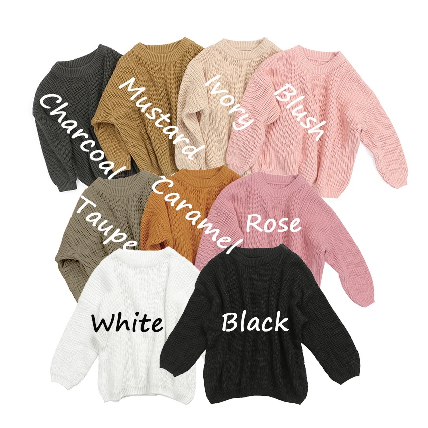 

Hot sale spring autumn solid girls' custom knit long sleeve warm baby kids sweaters