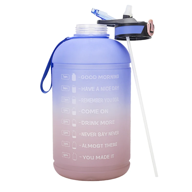 

one gallon Large Capacity motivational Water Bottle PETG Plastic Time Marker Fitness