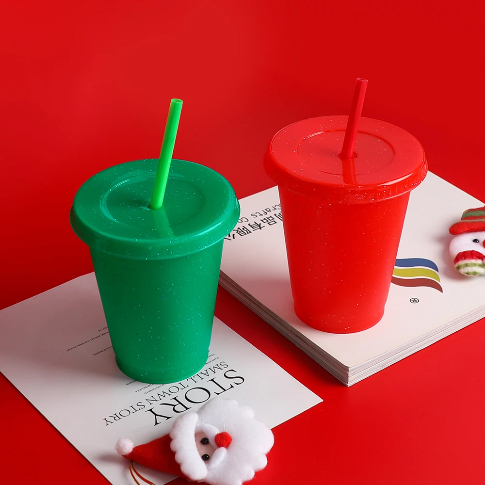 

Temperature sensitive sublimation christmas mug Cold Color Changing Plastic Stadium Cup, Customized color