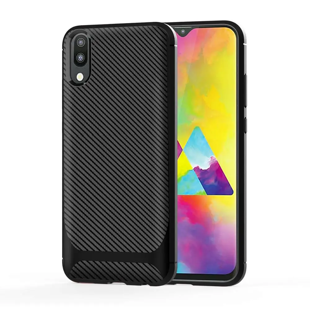 

HOCAYU New Discount Carbon Fiber Black Cellphone Case For Samsung M10 M20 M30 M40 Fundas Para Celulares Phone Accessories