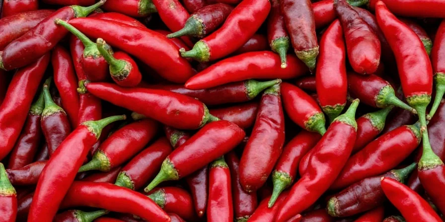 Pasilla chili next to other spices in a pantry