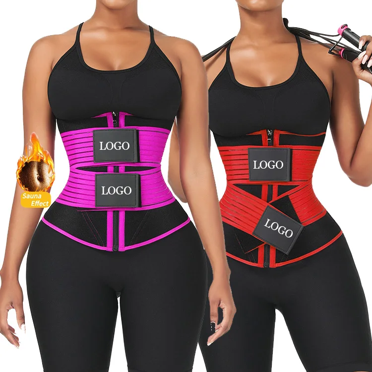 

Custom Logo Compression Women Workout Back Support Tummy Control Shaper Slimming Neoprene Waist Trainer, Black,red,rose red