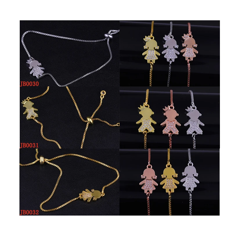 

High quality zircon bracelet copper gold-plated rose gold silver kids bracelet adjustable child friend gift, As same as picture